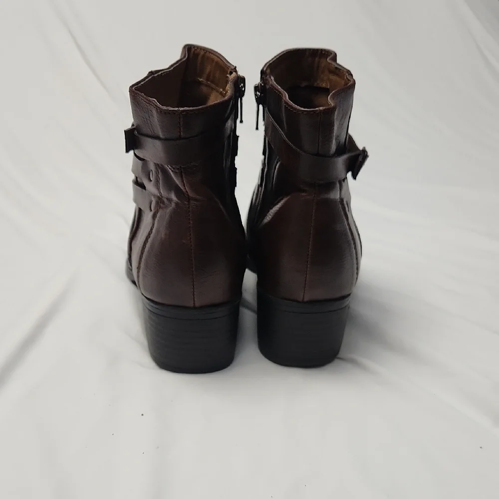 Cloudwalkers Brown Zip Ankle Booties‎ Size 11W Casual Wide Width